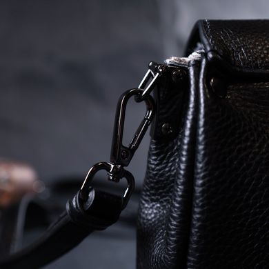 Жіноча шкіряна сумка із трикутним клапаном Vintage 22254 Чорна