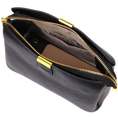 Женская красивая сумка на три отделения из натуральной кожи 22107 Vintage Черная