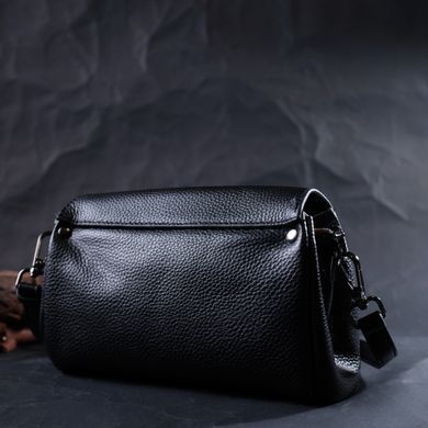 Жіноча шкіряна сумка із трикутним клапаном Vintage 22254 Чорна