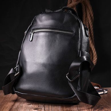 Шкіряний жіночий рюкзак з функцією сумки Vintage 22567 Чорний