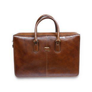 Деловой портфель из гладкой глянцевой натуральной кожи Tony Perotti 20920_1 (8098 cognac) Коньячный