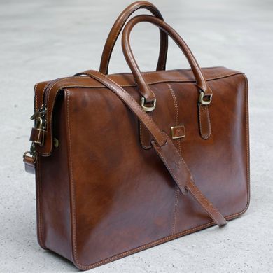 Деловой портфель из гладкой глянцевой натуральной кожи Tony Perotti 20920_1 (8098 cognac) Коньячный