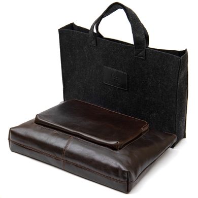 Кожаная мужская прямоугольная сумка для ноутбука GRANDE PELLE 11438 Коричневый