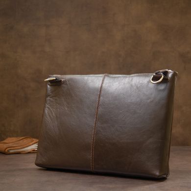 Кожаная мужская прямоугольная сумка для ноутбука GRANDE PELLE 11438 Коричневый