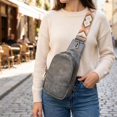 Модная сумка через плечо в модном цвете из экокожи Vintage 22792 Серый