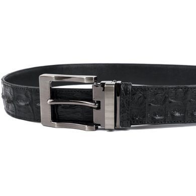 Ремінь класика з натуральної шкіри крокодила CROCODILE LEATHER 18018 Чорний