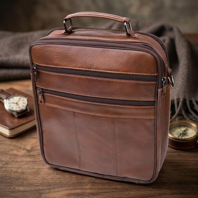 Сумка для мужчин с ручкой для переноса в руке из натуральной кожи Vintage 23028 Коричневый