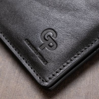 Кожаное мужское глянцевое портмоне GRANDE PELLE 11554 Черный