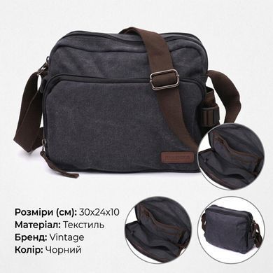 Мужская сумка мессенджер из плотного текстиля Vintage 22204 Черный