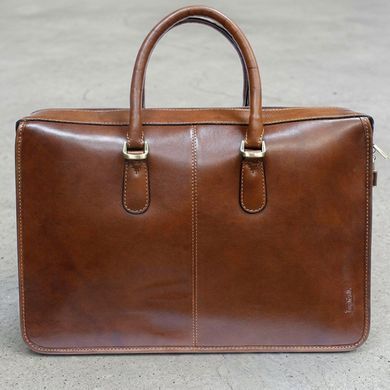 Деловой портфель из гладкой глянцевой натуральной кожи Tony Perotti 20920_1 (8098 cognac) Коньячный