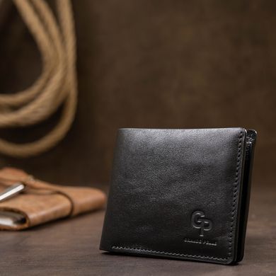 Кожаное мужское глянцевое портмоне GRANDE PELLE 11554 Черный