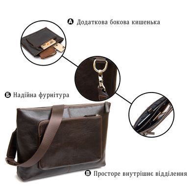 Кожаная мужская прямоугольная сумка для ноутбука GRANDE PELLE 11438 Коричневый