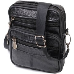 Удобная мужская сумка на пояс из натуральной кожи 21483 Vintage Черная