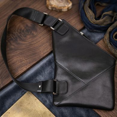Шкіряна чоловіча сумка через плече GRANDE PELLE 11439 Чорний