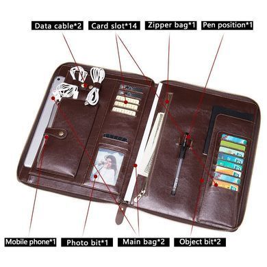 Мужская папка органайзер для документов матовая 20238 Vintage Коричневая
