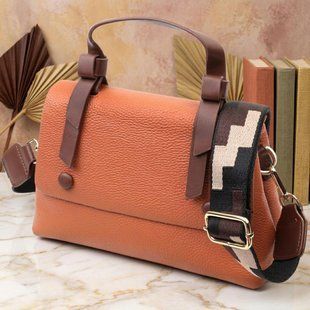 Елегантна сумка для жінок з короткою ручкою з натуральної шкіри Vintage 22669 Руда
