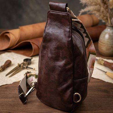 Зручна сумка через плече в модному кольорі з екошкіри Vintage 22794 Коричневий
