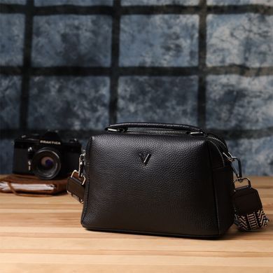 Жіноча сумка на два відділення з натуральної шкіри Vintage 22919 Чорний