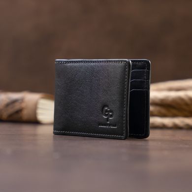 Стильне портмоне з затискачем для грошей без застібки GRANDE PELLE 11295 Чорне
