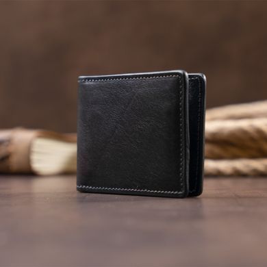 Стильне портмоне з затискачем для грошей без застібки GRANDE PELLE 11295 Чорне