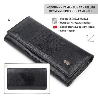 Жіночий шкіряний гаманець для карток купюр та монет CANPELLINI 21527 Чорний