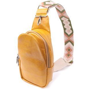 Зручна жіноча слінг сумка через плече з екошкіри Vintage sale_15118 Жовтий