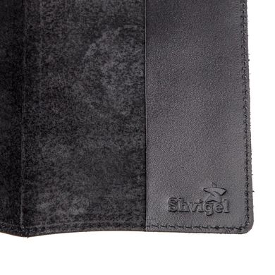 Кожаная обложка на паспорт с картой и рамкой SHVIGEL 13982 Черная