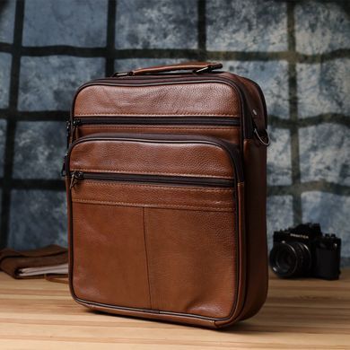 Сумка чоловіча з ручкою для перенесення в руці з натуральної шкіри Vintage 23031 Світло-коричневий