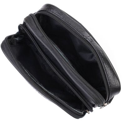 Горизонтальная поясная сумка для мужчин из натуральной кожи 21485 Vintage Черная