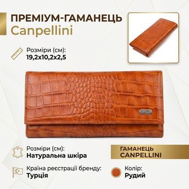 Женский кожаный кошелек для карт купюр и монет CANPELLINI 21528 Рыжий