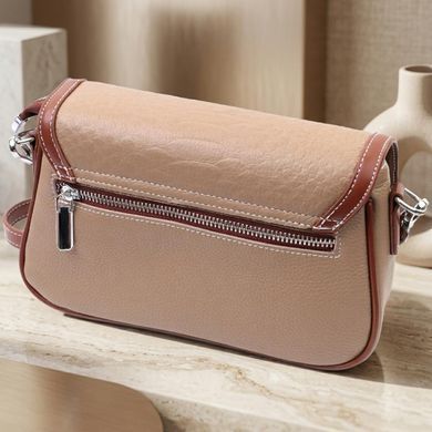 Стильна сумка жіноча з фактурним клапаном з натуральної шкіри Vintage 22620 Бежева