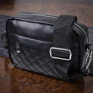Удобная женская сумка кросс-боди с монетницей из экокожи Vintage 22796 Черный