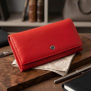 Жіночий шкіряний гаманець для карток купюр та монет ST Leather 19376 Червоний