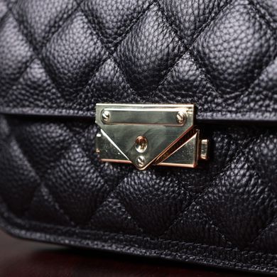 Модная женская сумка с оригинальной защелкой из натуральной кожи Vintage 22671 Черная