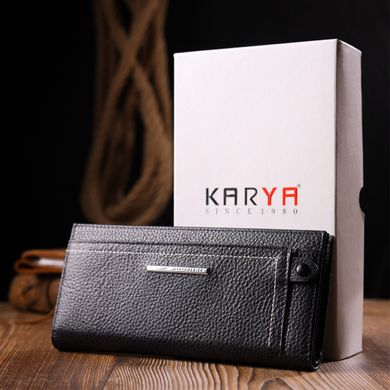 Практичний жіночий горизонтальний гаманець із натуральної шкіри KARYA 21093 Чорний