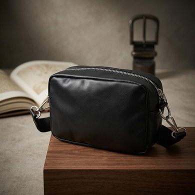 Зручна жіноча сумка крос-боді з монетницею з екошкіри Vintage 22796 Чорний