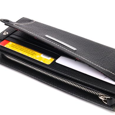 Практичний жіночий горизонтальний гаманець із натуральної шкіри KARYA 21093 Чорний