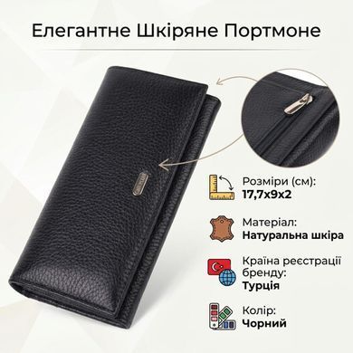 Жіночий шкіряний гаманець для карток купюр та монет CANPELLINI 21658 Чорний