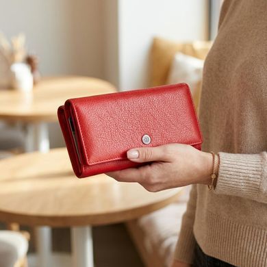 Жіночий шкіряний гаманець для карток купюр та монет ST Leather 19376 Червоний