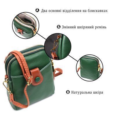 Невелика сумка трапеція для жінок з натуральної шкіри Vintage 22268 Зелена
