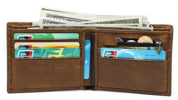 Чоловічий гаманець для карток купюр та документів Vintage 20042 Коричневий
