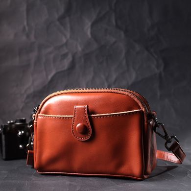 Глянсова жіноча сумка на кожен день з натуральної шкіри Vintage 22419 Коричнева