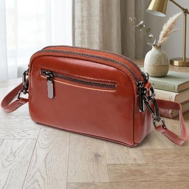 Глянсова жіноча сумка на кожен день з натуральної шкіри Vintage 22419 Коричнева