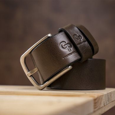 Ремінь чоловічий з круглою пряжкою Grande Pelle 11271 Капучино