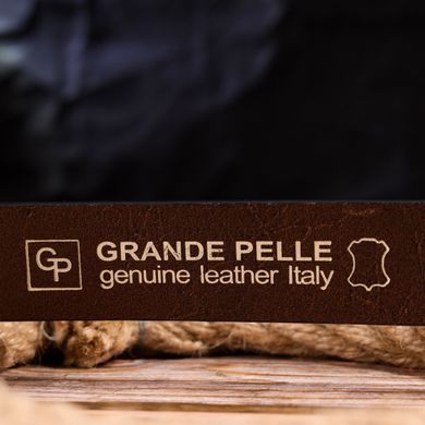 Стильний брючний чоловічий ремінь із натуральної шкіри Grande Pelle 21449 Коричневий