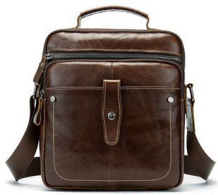 Сумка мужская гладкая Vintage 14700 Коричневая