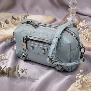 Жіноча сумка з натуральної шкіри із сучасним декором Vintage 22925 Блакитний