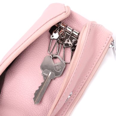 Стильная ключница нежного цвета из натуральной кожи ST Leather 22510 Розовый