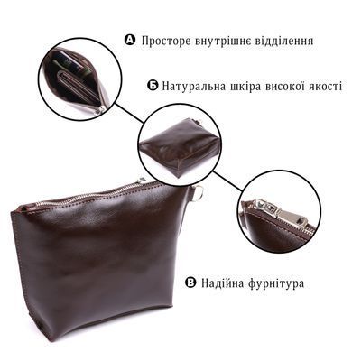 Невелика шкіряна косметичка Shvigel 16414 Коричневий