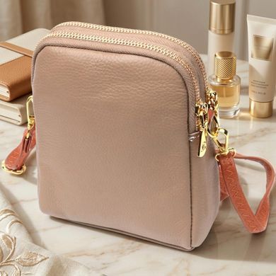 Современная сумка трапеция для женщин из натуральной кожи Vintage 22271 Бежевая